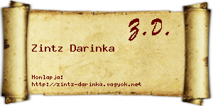 Zintz Darinka névjegykártya